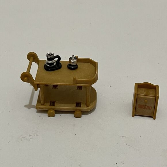 Calico Critters Sylvanian Families Serving Cart with Coffee Pots & Bread Box - Picture 2 of 10
